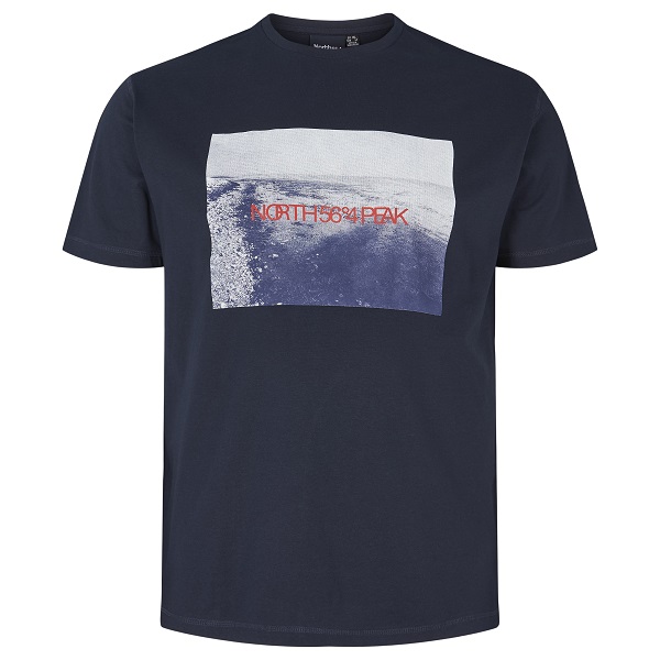 Navy T-Shirt met Print O-neck | North 56°4