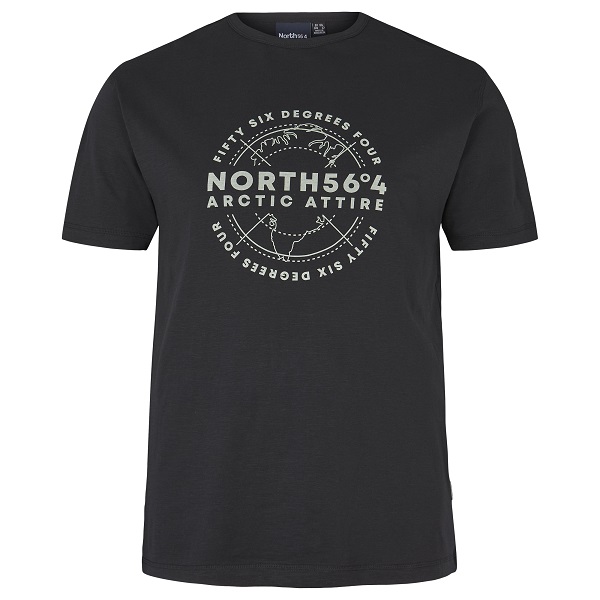 Zwart Artic T-Shirt met Print O-neck | North 56°4