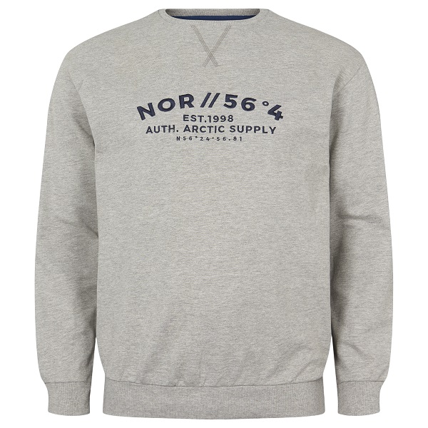 Grijze Logo Sweater Ronde Hals 8XL | North 56°4