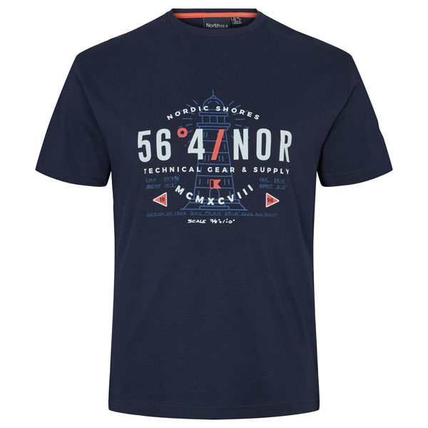Navy T-shirt met Logo Print O-neck | North 56°4