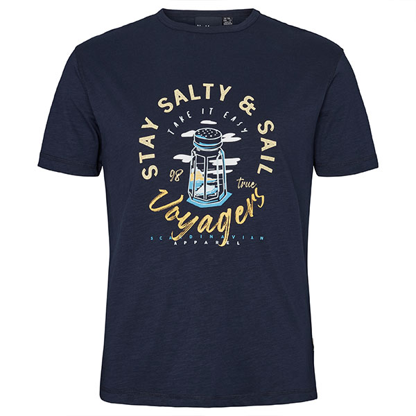 Blauw T-shirt met ronde hals Stay Salty | North 56°4
