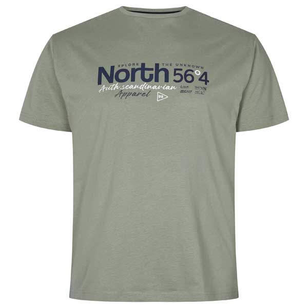 Olijfgroen T-Shirt Met Logo Print Ronde Hals | North 56°4