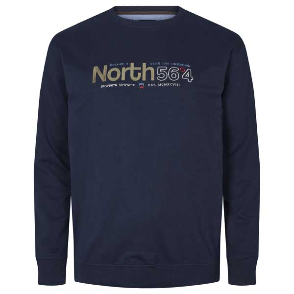 Navy Sweater Met Logo Print Ronde Hals | North 56°4