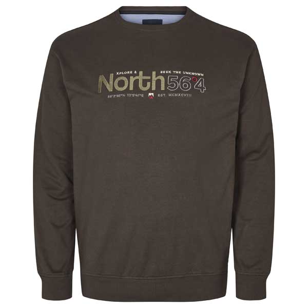 Donkergroene Sweater Met Logo Print Ronde Hals | North 56°4