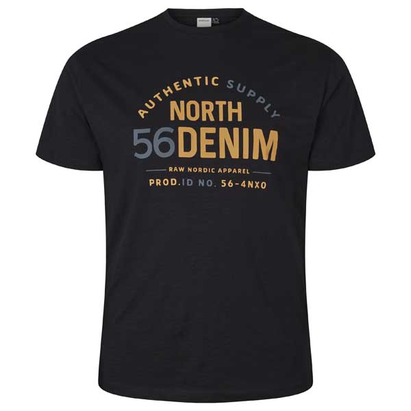 Zwart T-Shirt Met Logo Print Ronde Hals | North 56Denim