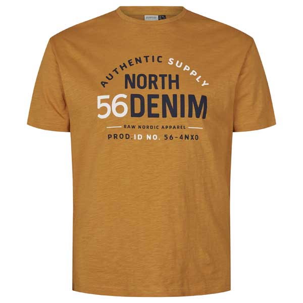 Geel T-Shirt Met Logo Print Ronde Hals 6XL | North 56Denim
