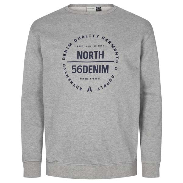Grijze Sweater Met Logo Print Ronde Hals | North 56Denim