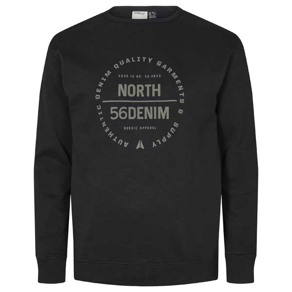 Zwarte Sweater Met Logo Print Ronde Hals | North 56Denim