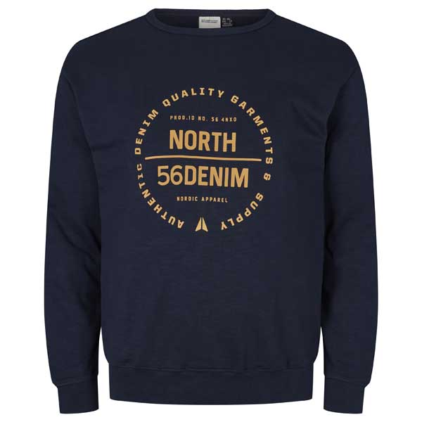Navy Sweater Met Logo Print Ronde Hals | North 56Denim