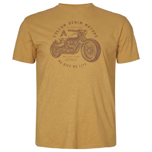 Geel Biker T-Shirt Met Ronde Hals | North 56Denim