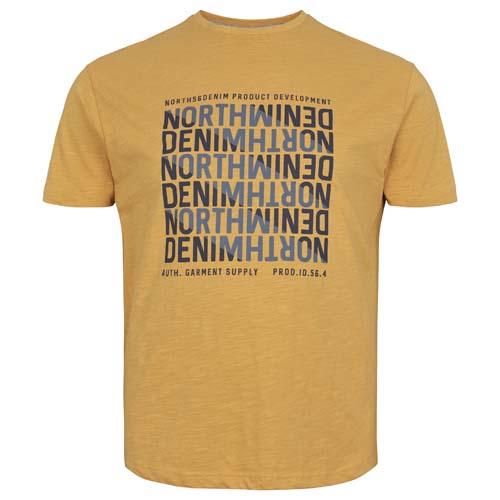 Geel T-Shirt Met Logo Print & Ronde Hals | North 56Denim
