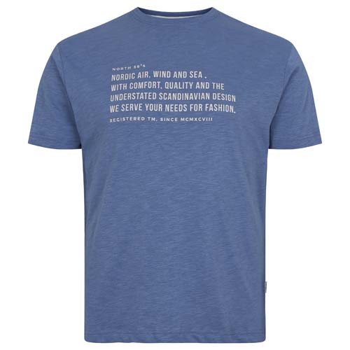 Blauw t-shirt met tekst Print Ronde Hals | North 56°4