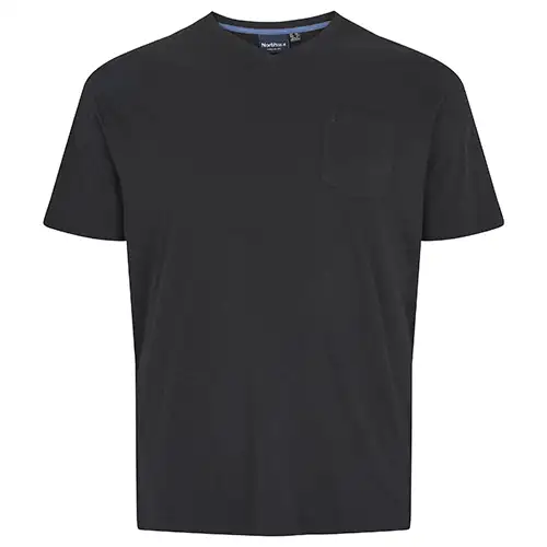 Zwart t-shirt met borstzakje en V-hals